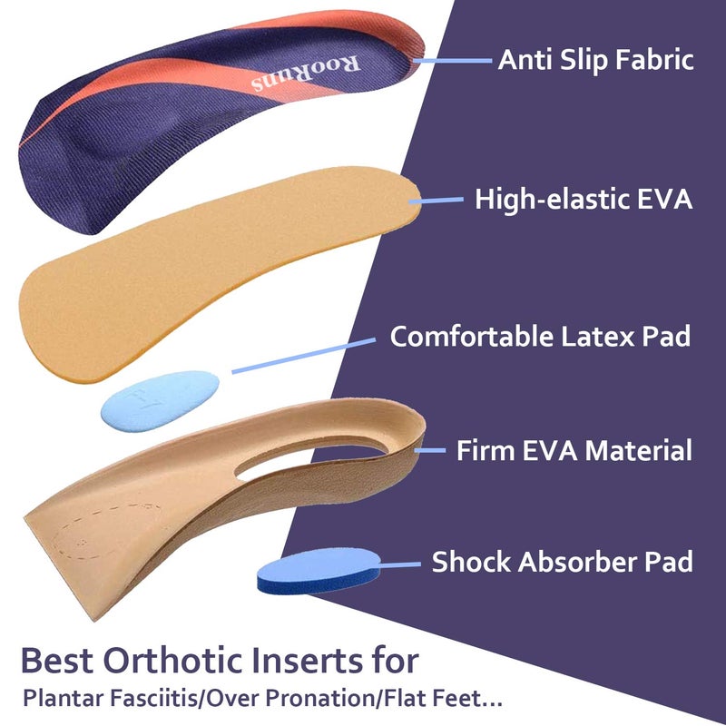 RooRuns Arch Support  RooRuns 3/4 Orthotic Shoe Inserts for Over-Pronation  Plantar Fasciitis  Heel Pain Relief  High Arch Support Insoles for Men and Women for Running Walking - Image 4